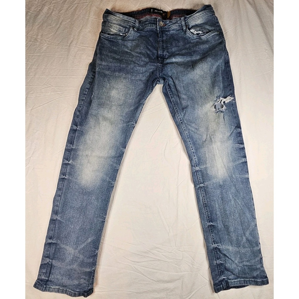 Raw X Mens Slim Distressed Blue Jeans Size 40x32 Denim Pants Urban Streetwear